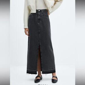 Mango Women’s Black Maxi Denim Skirt – Medium